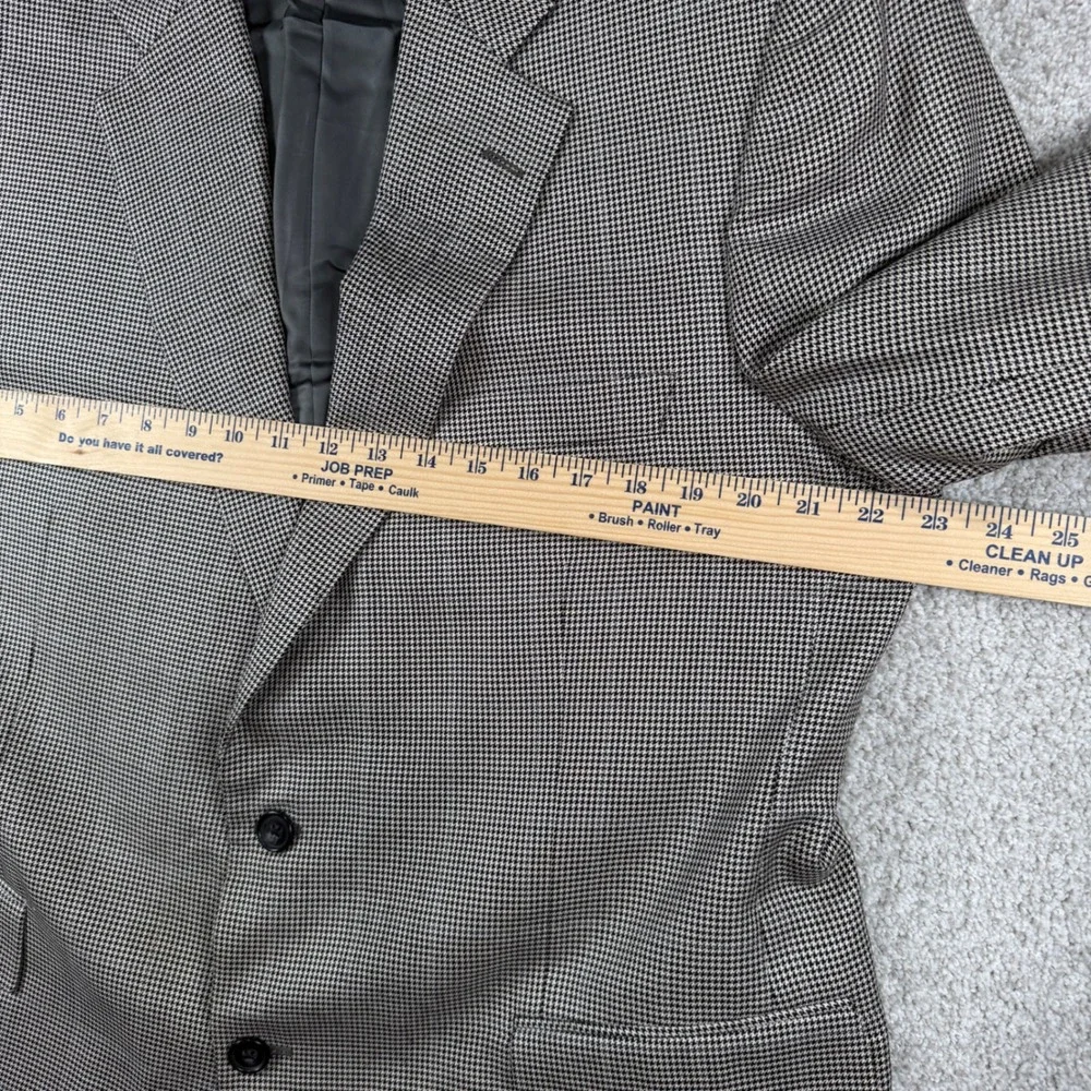 Brooks Brothers Blazer Mens 44R Grey Silk Wool Madison Houndstooth E. Thomas